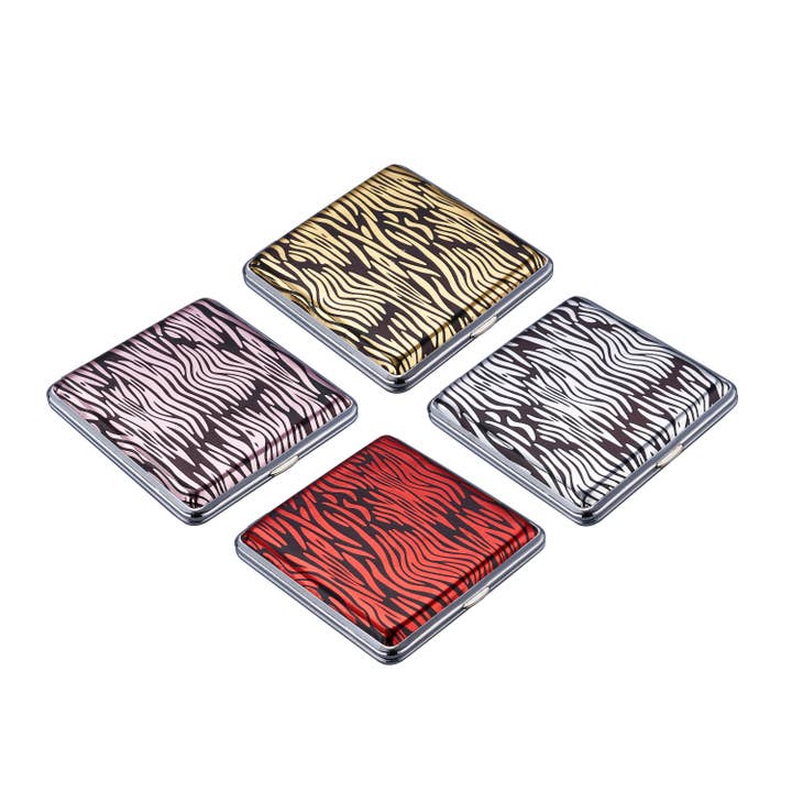 Champ by Polyflame - Wholesale Cigarette Case - CH METAL CIGARETTE CASE ZEBRA 20 PC DL1210