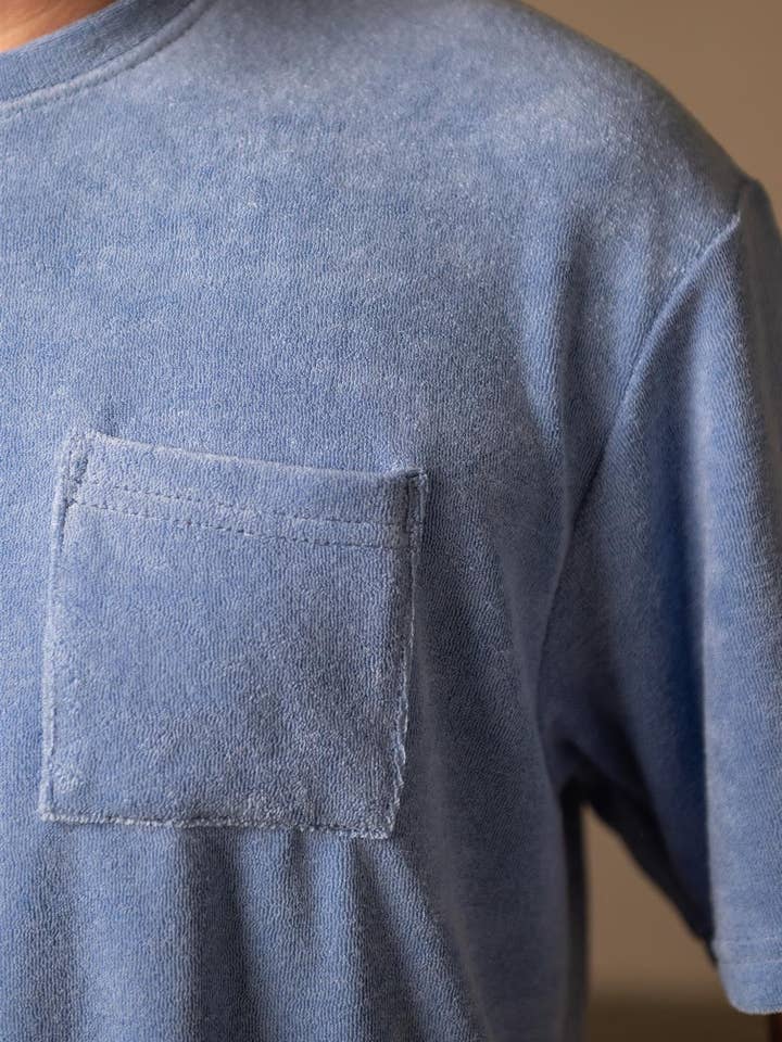 Camiseta Oversized Azul Cinza de Felpa por atacado de My Day My Dream