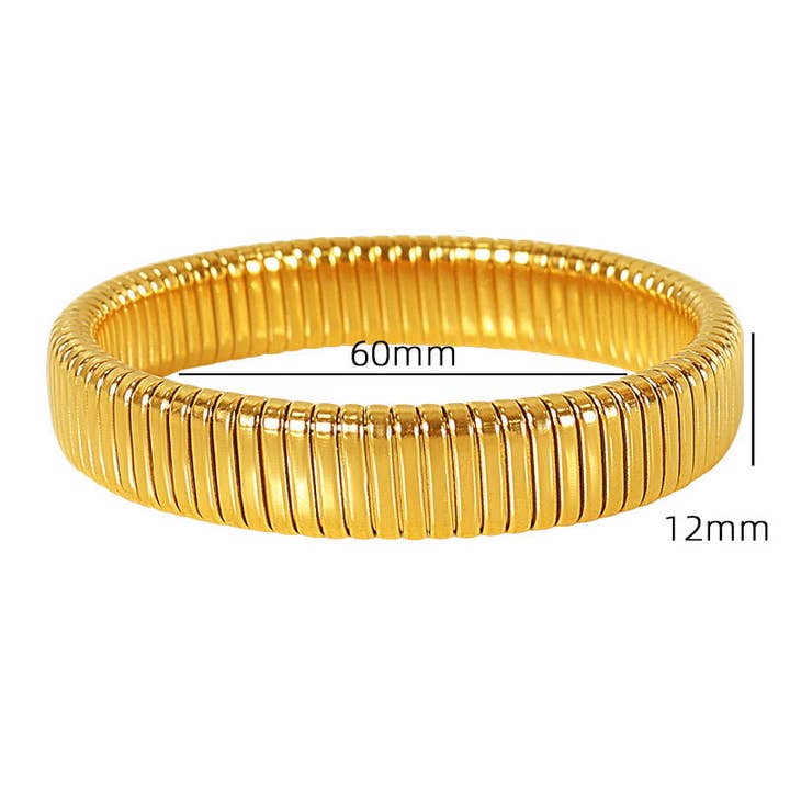 alberalkirk - Wholesale Bangle Bracelet - Titanium Steel Grooved Bangle Elastic Medical-Grade S5P2531