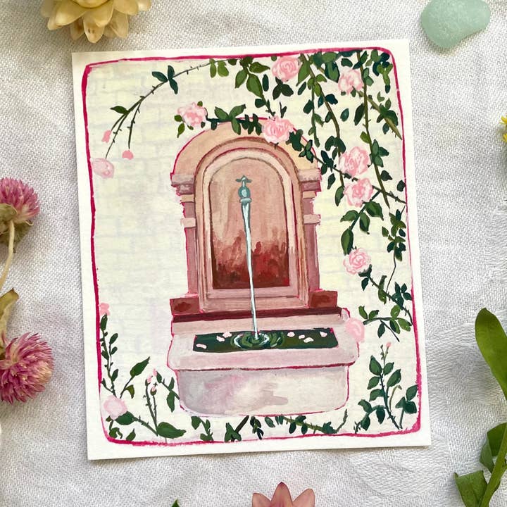 Fontana della Rosa Mini Print voor wholesale door Lilly Carr Art