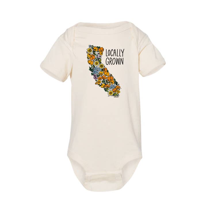 California Wildflowers - Locally Grown Onesie for wholesale by doodles.ink.