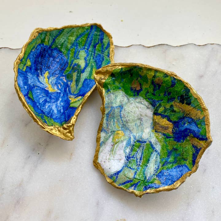 Del Mar Designs DC - Wholesale Jewelry Dish - Van Gogh Iris Oyster Shell Jewelry Dish