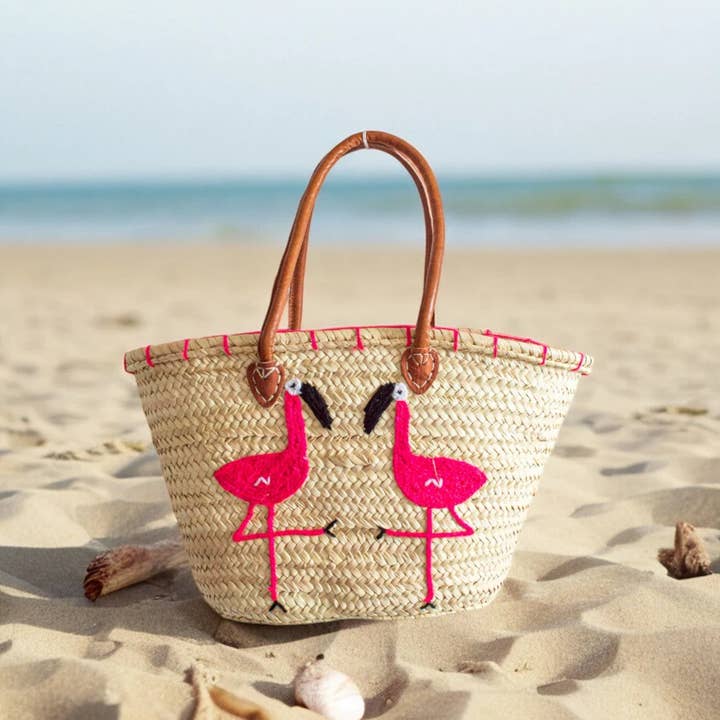 French Market Basket with Leather | Beach Bag, Shopping Tote for wholesale by DarKech