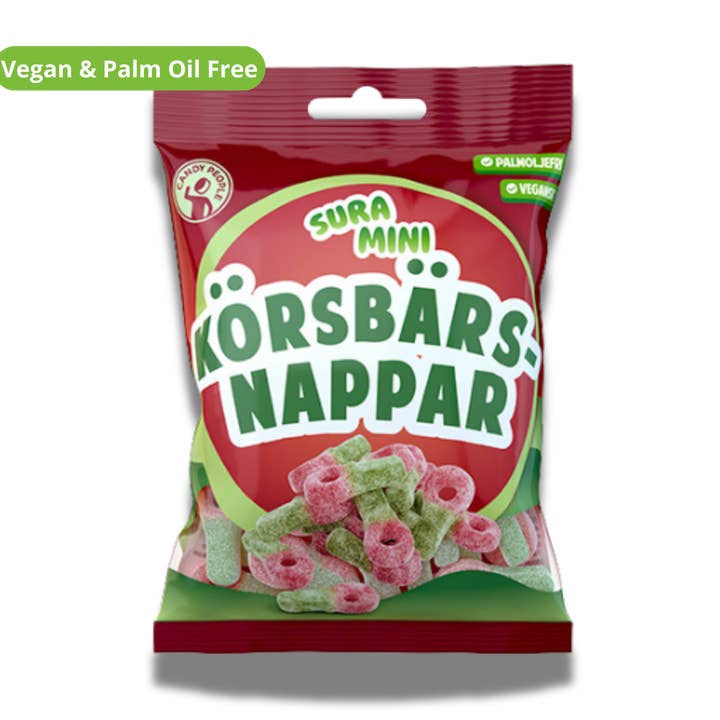 Sour Mini Cherry Dummies - Swedish Candy Bags for wholesale by Swedelicious - Swedish Candy