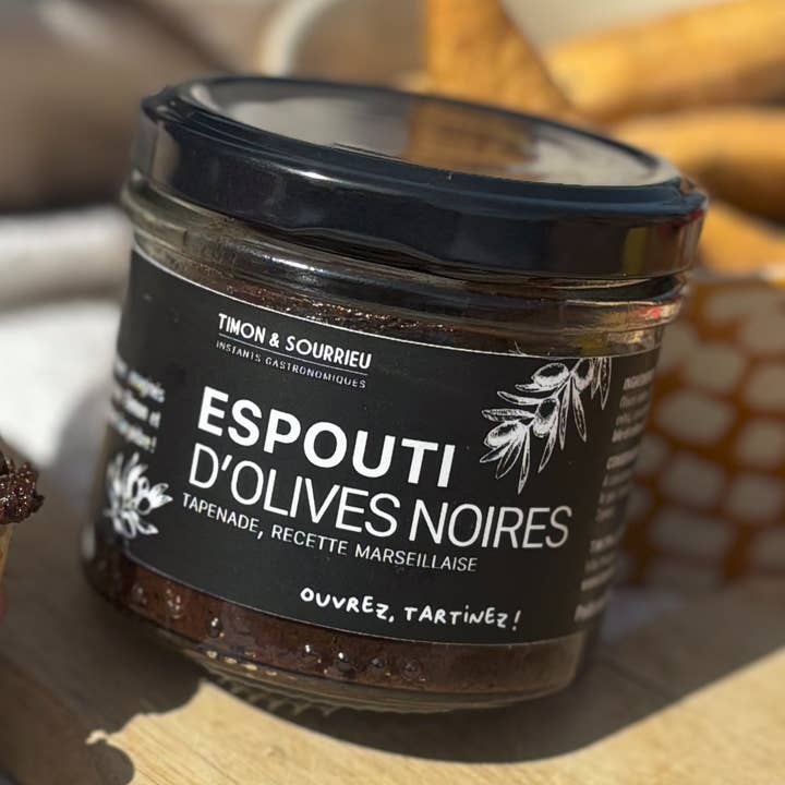 BLACK OLIVE ESPOUTI (tapenade, Marseille recipe) aperitif spread 100G for wholesale by Timon et Sourrieu