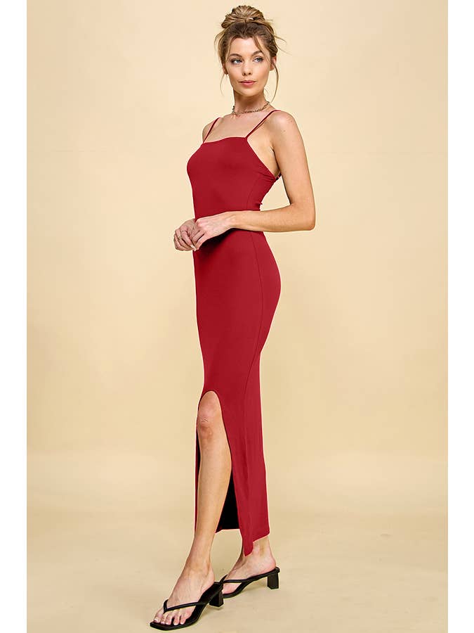 Heart & Hips – wholesale Klänning - Dam – JD45766 - FYRKANTIG HALS SLITS MAXI KLÄNNING10