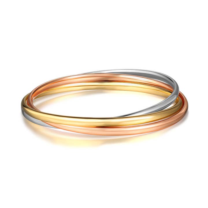 Trinity Interlocking Bangles Tri-Gold Plated|3-1070-T for wholesale by My Jewellery Story