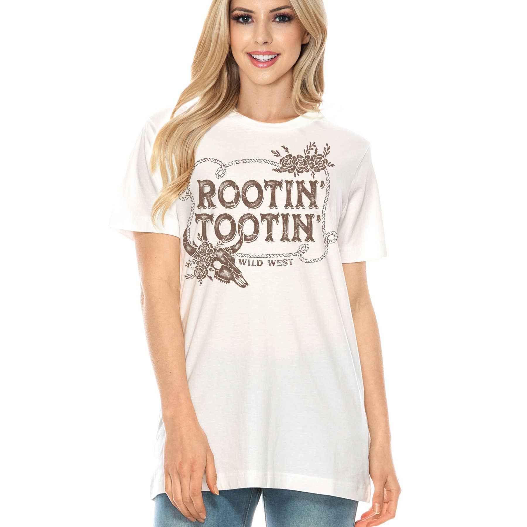 Amused by Blue - Wholesale T-Shirt (Graphic) - Women's - Rootin Tootin Wild West Short Sleeve T Shirt6