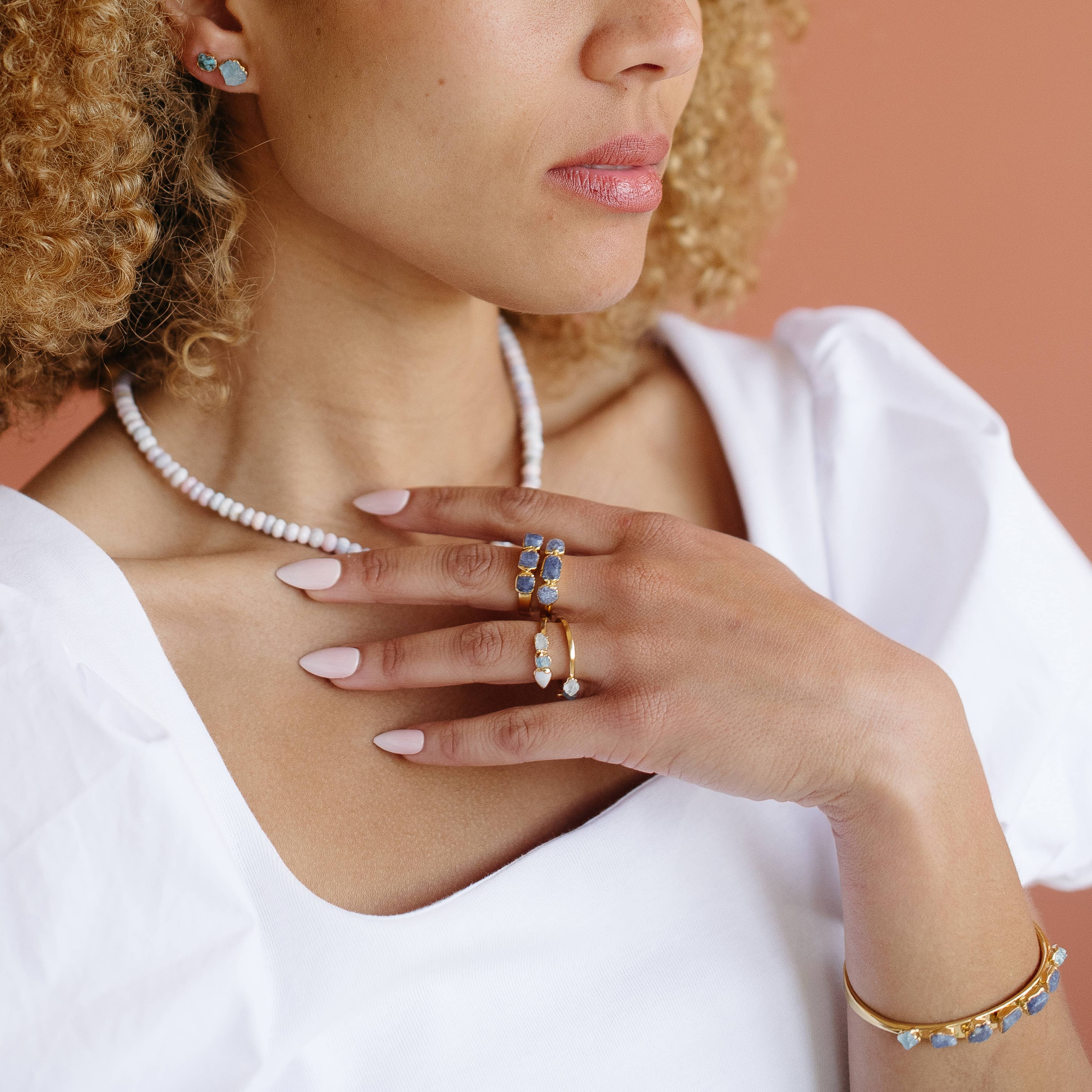 Dani Barbe – Anel multi-pedra por atacado – anel de empilhamento safira, anel de cristal de safira natural4