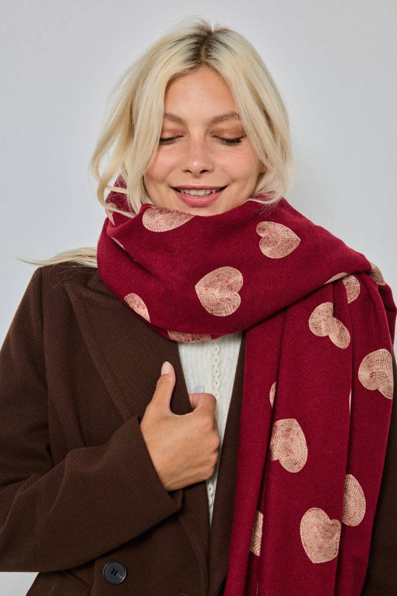 BYREN | ÉLINE L'ATELIER - Venta al por mayor Bufanda - Mujer - Bufanda de lana con estampado de corazones FL213DF3