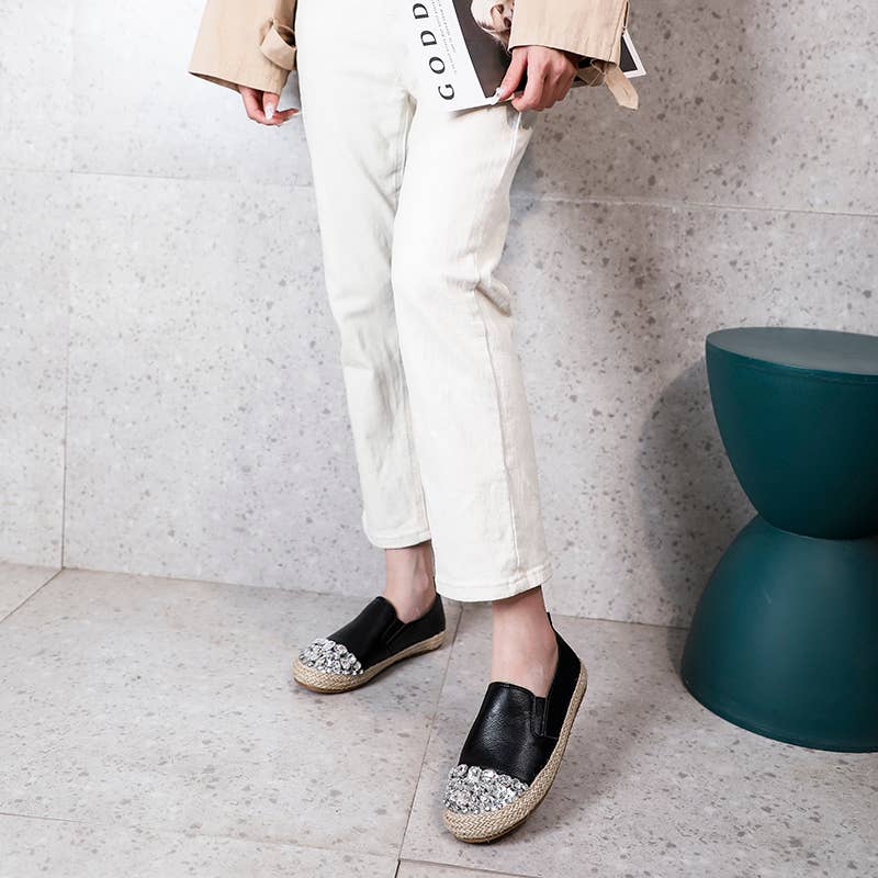 LAV-iSH/AIDANGUS PTY LTD - Wholesale Flats/Loafers - Women's - Jewelled Leather Espadrille Black2