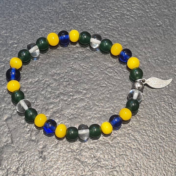 Bracelet Drapeau Bleu Vert Jaune Do Brasil 02 pour la vente par Dumagny & Co