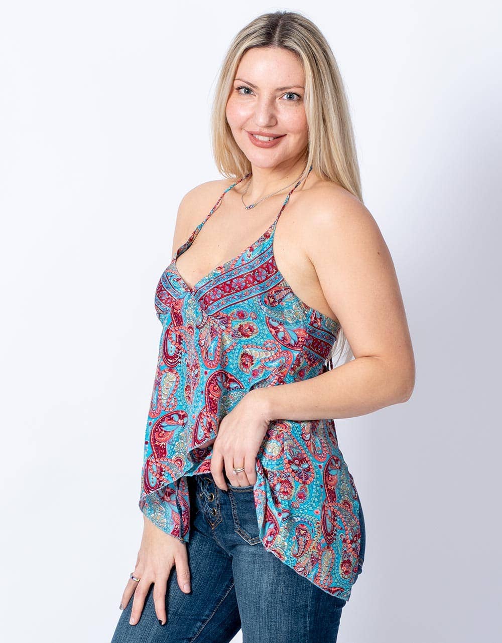 Blue Top Silk Woman Summer Desigual for wholesale on Faire2