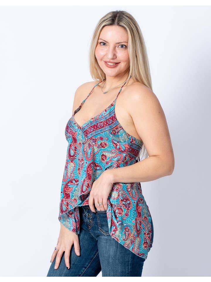 Blue Top Silk Woman Summer Desigual for wholesale on Faire2