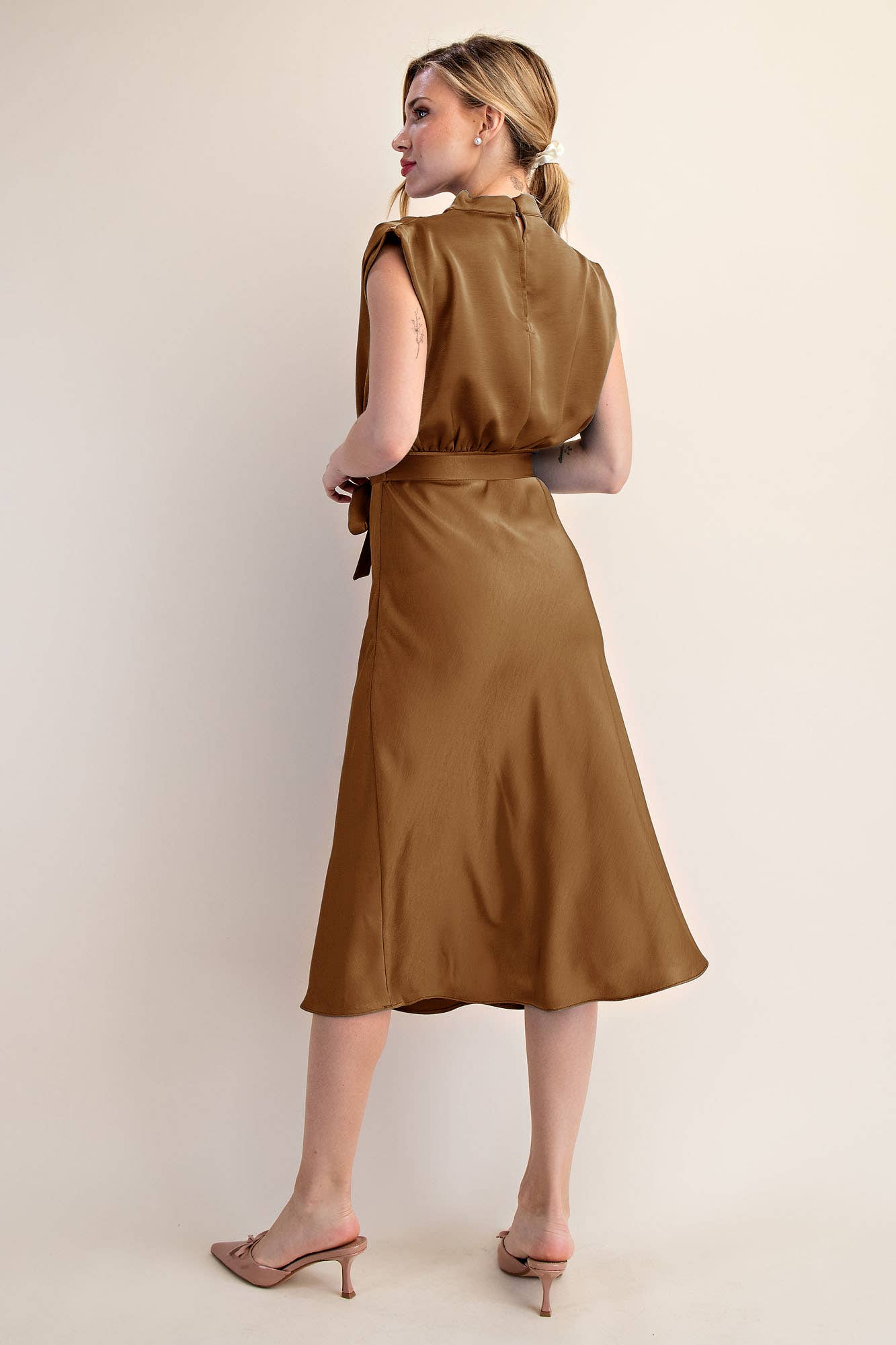 Glam - Wholesale Dress - Women's - Cowl Neck Midi Dress12