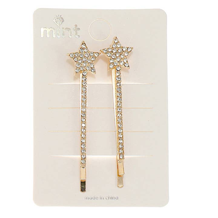 Rhinestone Star Hair Pins for wholesale by Atlas Fashion