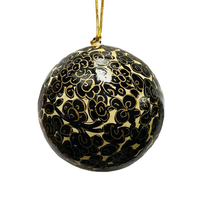 Beautifully Made Fair Trade - Wholesale Ornament - India | Paper Mache | Black | Ornament1