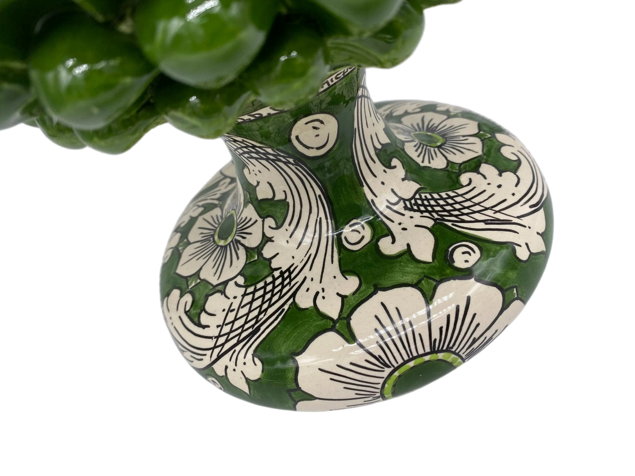 DD Ceramiche Siciliane - Wholesale Accent/Desk Lamp - Caltagirone Ceramic Pine Cone Lamp cm H.30 Handcrafted Olive Green Decorated Base3