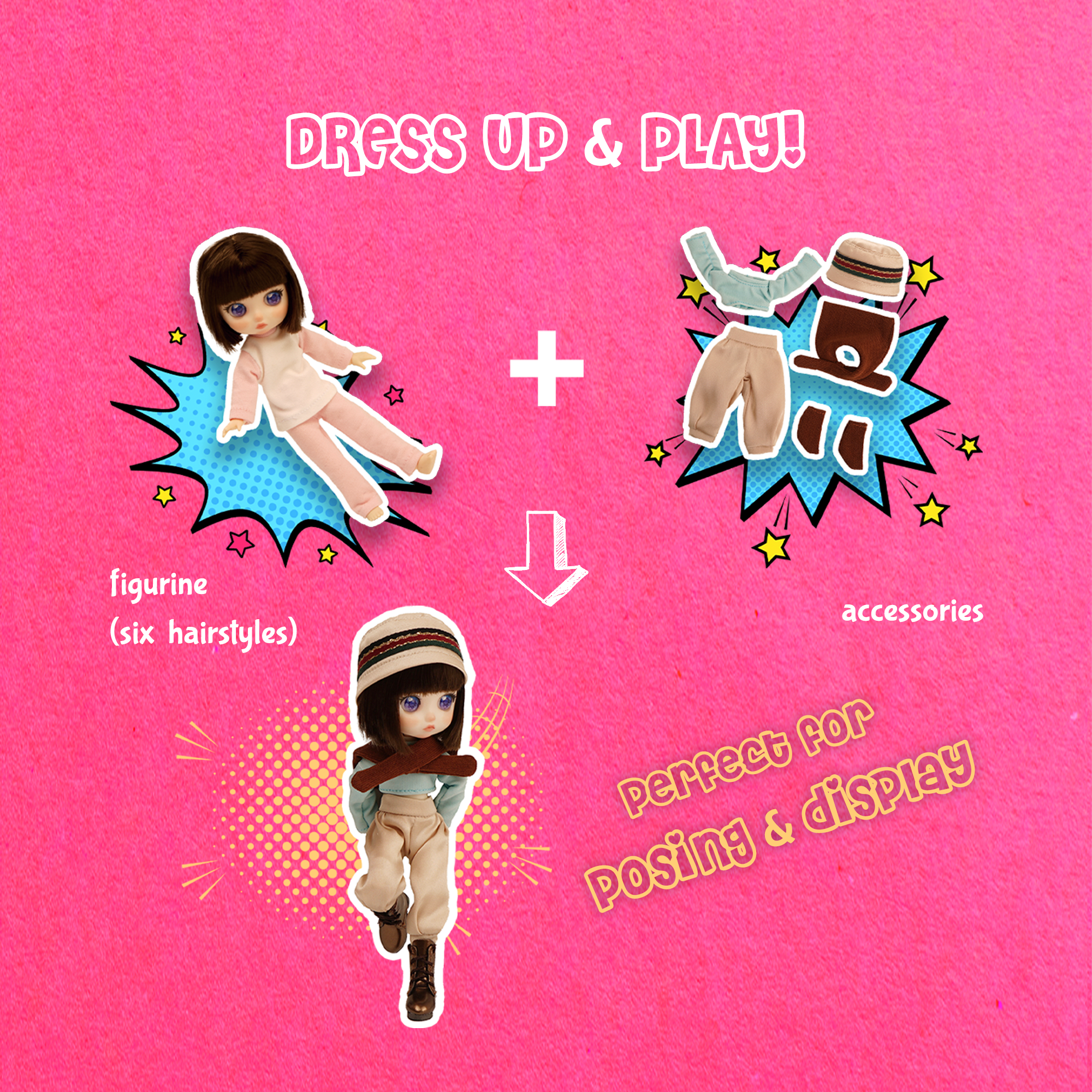 Vermilion Collection - Vente Poupée – enfant - Poupées articulées Lady Doolli Dress Up & Play (boîte surprise)10