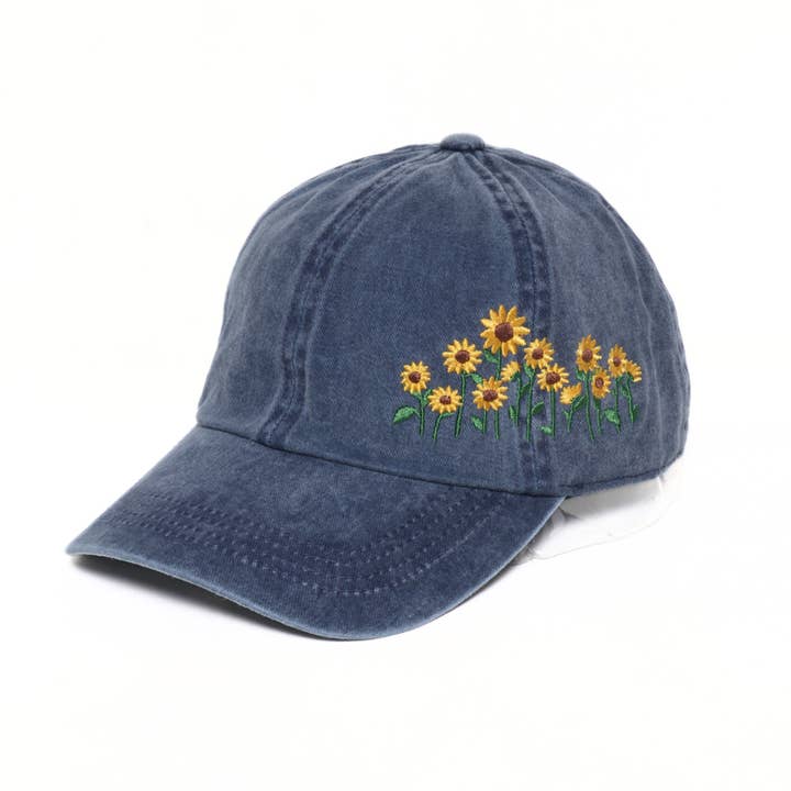 David And Young - Wholesale Baseball Cap - Women's - Sunflowers Side Embroidery Cotton Baseball Cap2