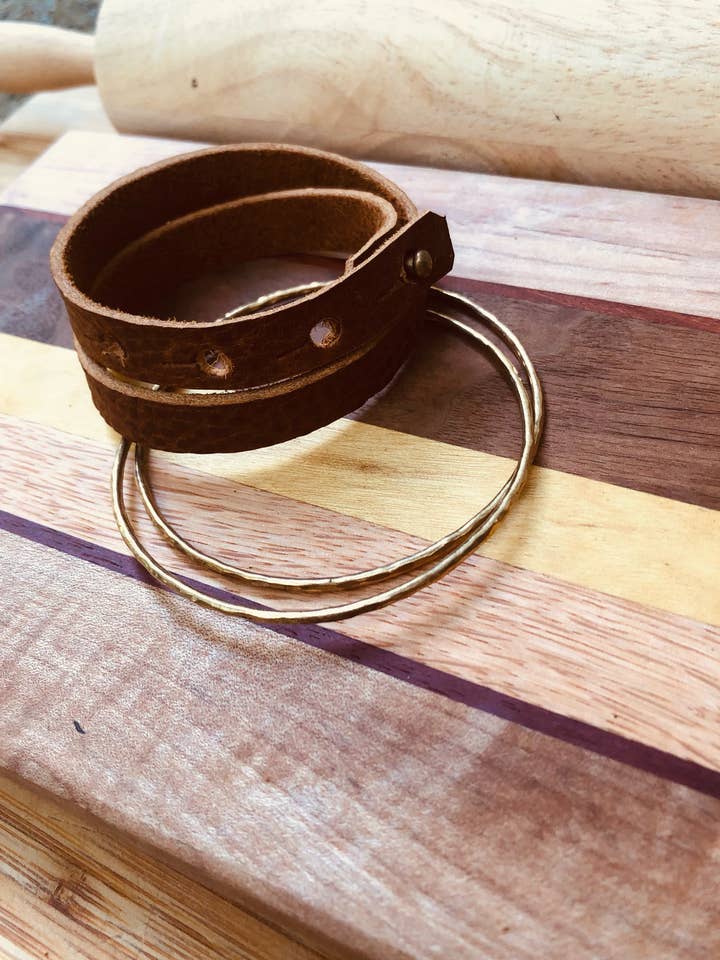 Double Wrap Leather Diffusing Bracelet for wholesale by Commonality Cooperative