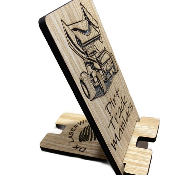 DK LaserWorx - Wholesale Phone/Tablet Stand - Dirt Track Maniacs Cell Phone Stand Laser Engraved and Cut