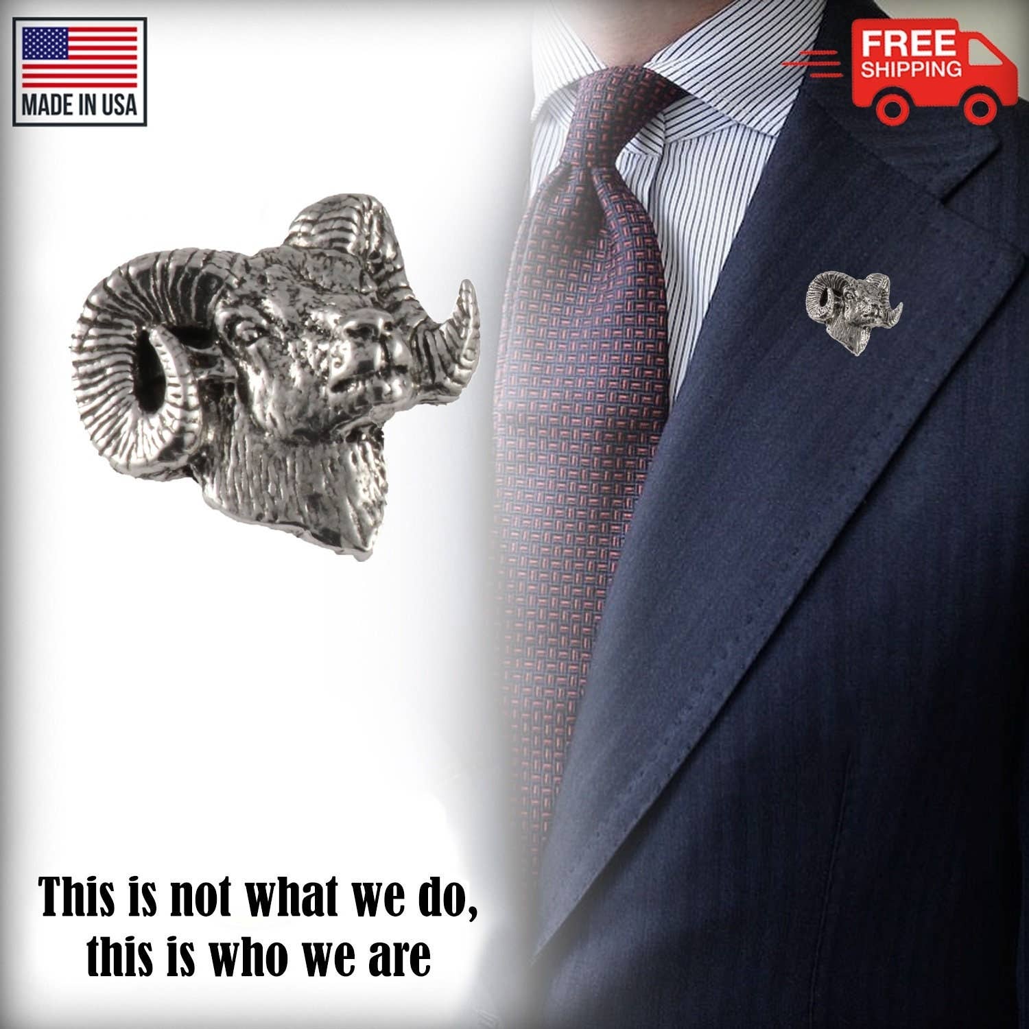 Creative Pewter Designs - Wholesale Lapel Pin/Button - Bighorn Sheep Pewter Lapel Pin or Magnet M0262