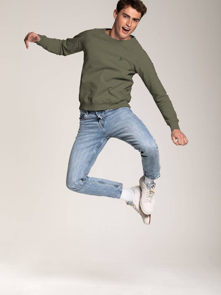 Girocollo da uomo ORILABO Midweight Terry - Oliva per la vendita all'ingrosso da parte di ORILABO Project