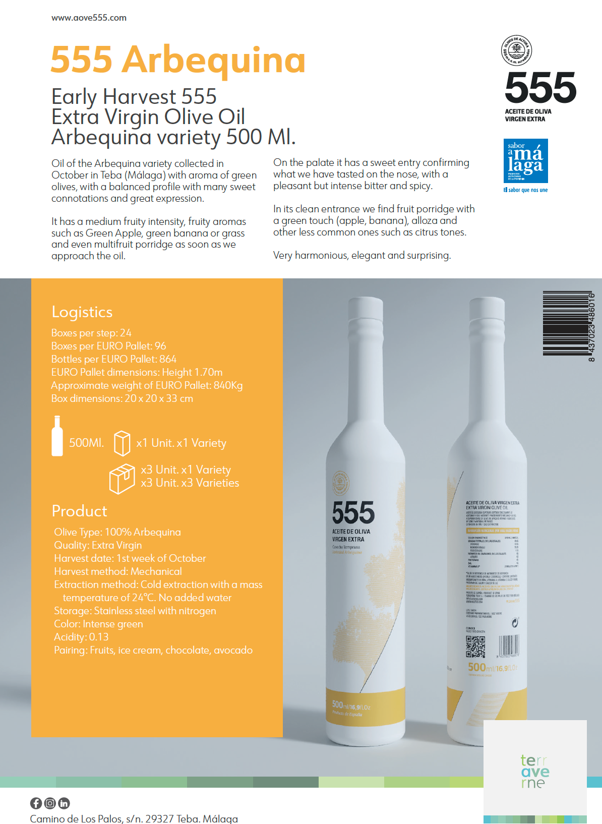 Almazara Terraverne – Azeite por atacado – Azeite Extra Virgem EVOO 555 Arbequina2