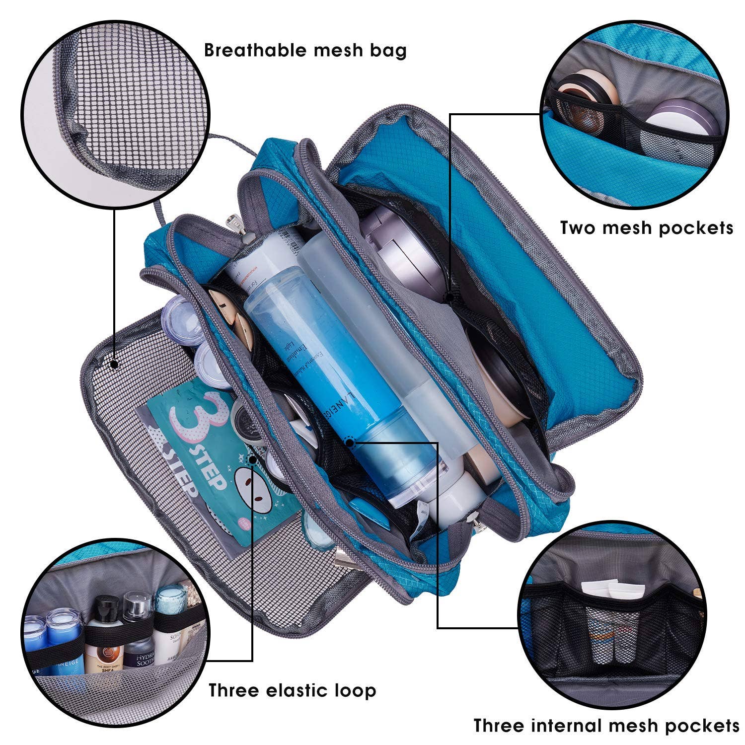 wandf - Wholesale Toiletry Bag - Unisex - Toiletry Bag Hanging Dopp Kit Water Resistant Shaving Bag33
