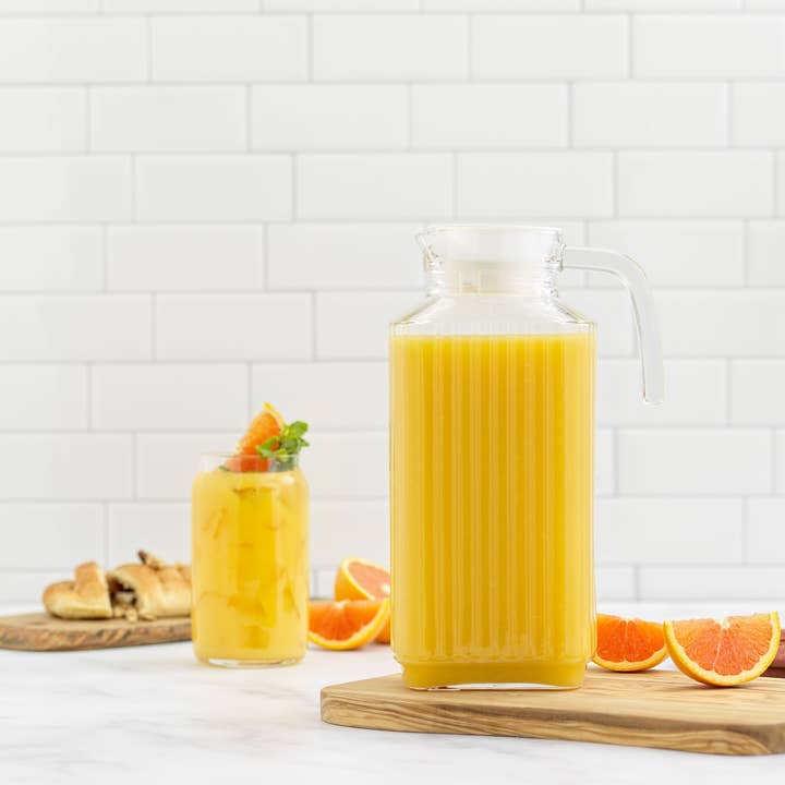 JoyJolt – wholesale Pitcher – JoyJolt Beverage Serveware Glass Pitcher with Handle & 2 Lid