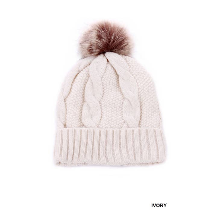 '..._ Cable Knit Pom Pom Lined Beanie and other Purchase Wholesale fleece beanies. Free Returns & Net 60 Terms on Faire trending on Faire.