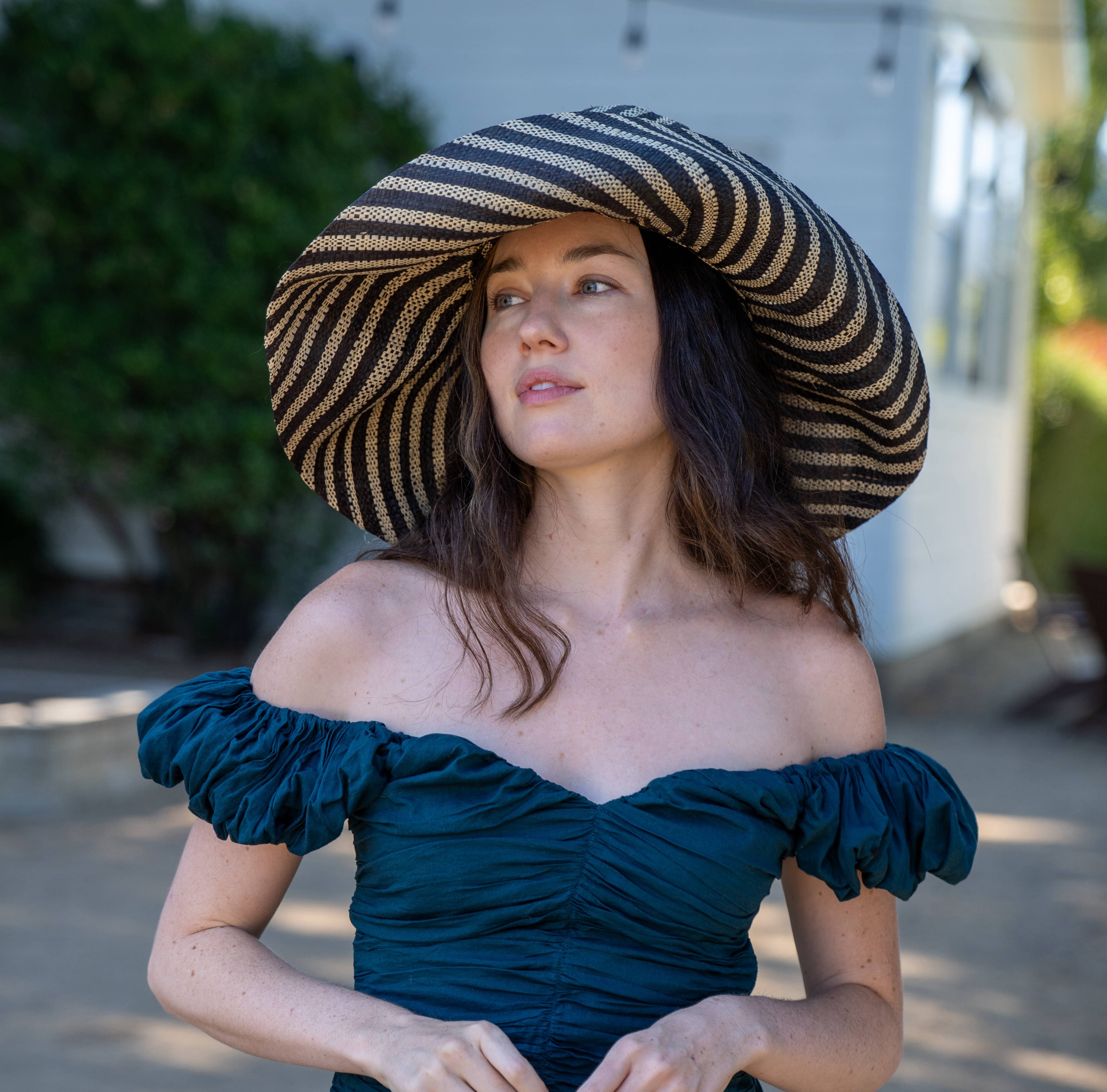 Shebobo - Vente Chapeau de paille – femme - Chapeaux de paille Shebobo Monica à larges bords rayés 13 cm et 18 cm pliables1