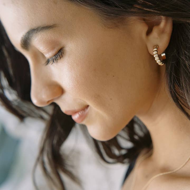 Rosa Ribbed Hoops for wholesale by Honeycat Jewelry