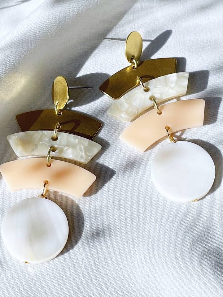 Beachy boho shell earrings dangle earrings - Malibu for wholesale by Pearl and Ivy Studio