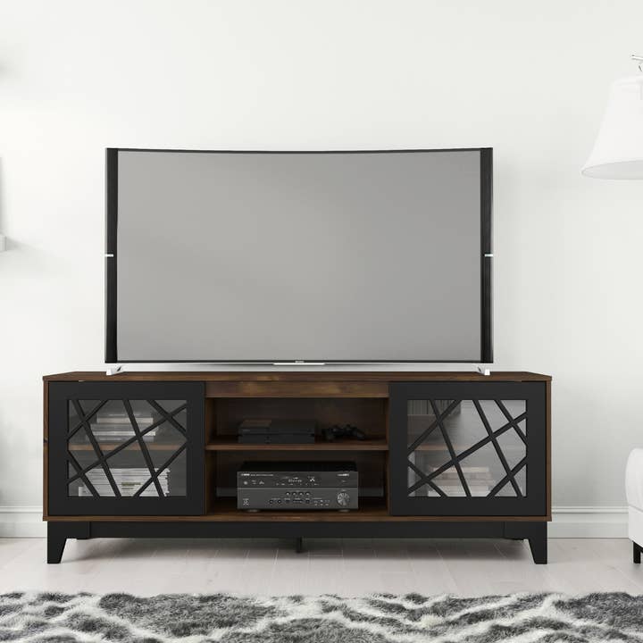 Nexera 402724 Graphik TV Stand, 72-inch, Black and Truffle for wholesale by Nexera
