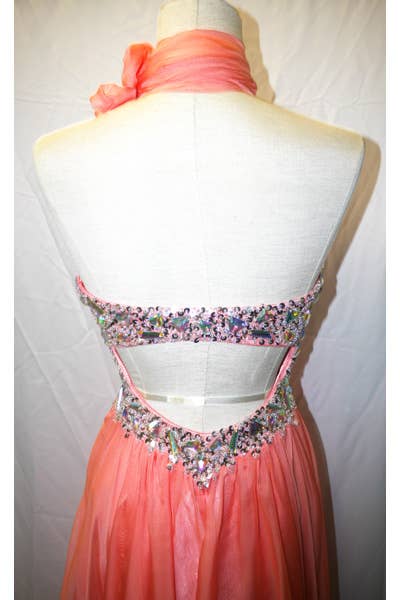 Chicas - Wholesale Gown - Women's - Long Ruched Chiffon Dress With Jewel Rhinestones C550310