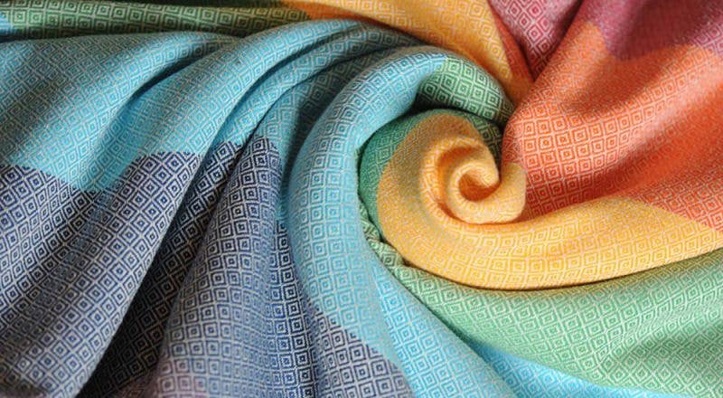 Girasol - Wholesale Baby Wrap/Sling - Ringsling Light Rainbow - recycled cotton, handwoven1