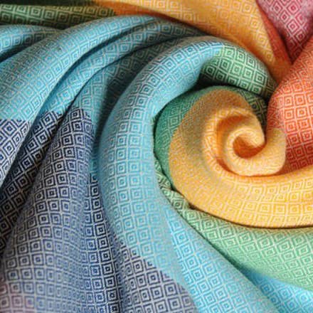 Girasol - Wholesale Baby Wrap/Sling - Ringsling Light Rainbow - recycled cotton, handwoven1