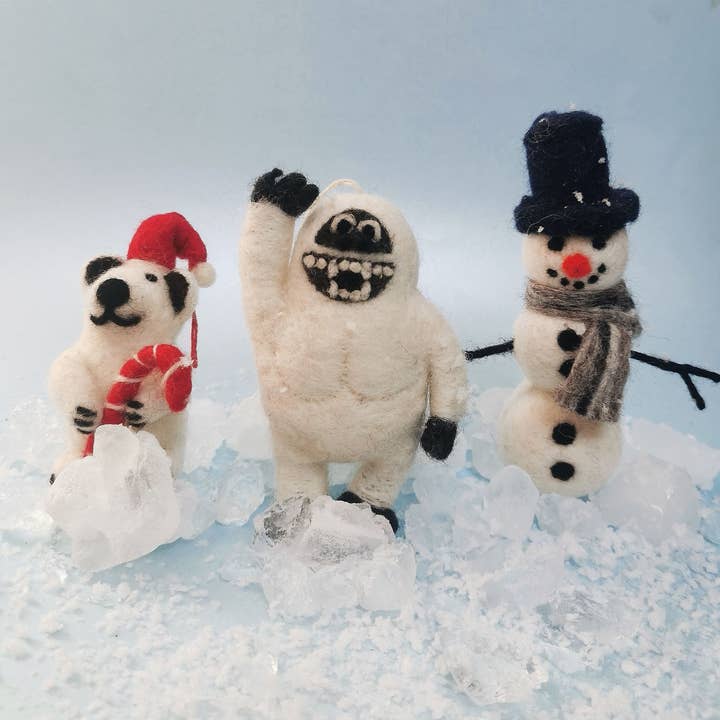 Felt So Good - Wholesale Ornament - Handmade Felt William Snowman Biodegradable Hanging Decorati