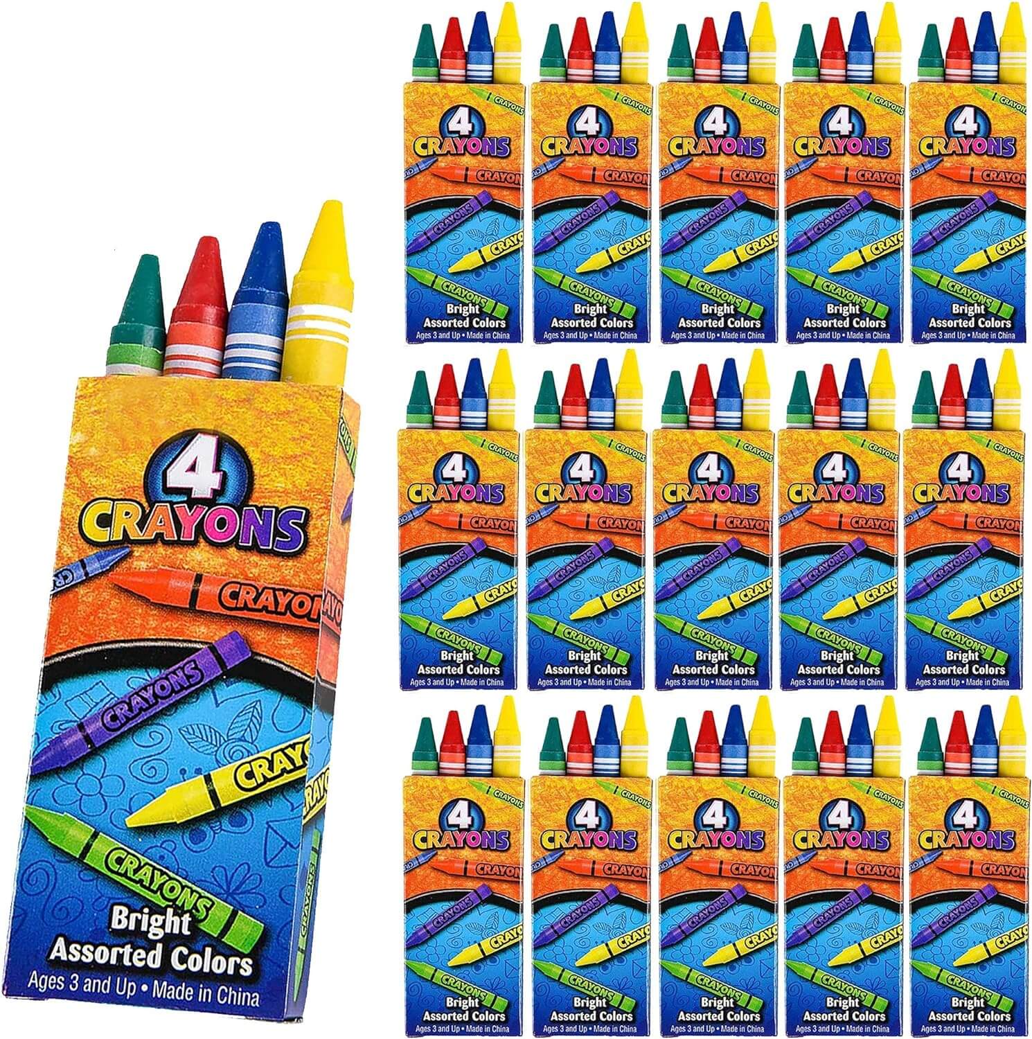 4E's Novelty - Wholesale Crayons - Kids & Baby - 576 Crayons Bulk [144 Sets of 4-Packs] Bulk Crayons for Kids, Classpack Teachers Supplies - Party Favors, Back to School Supplies, Restaurants, Birthday Party Favors. Non-Toxic By 4E�s Novelty3
