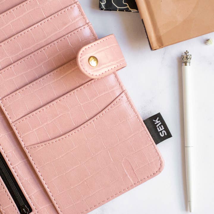 SEIK - Vente Classeurs - Classeur à anneaux A5 en simili cuir premium (rose)1