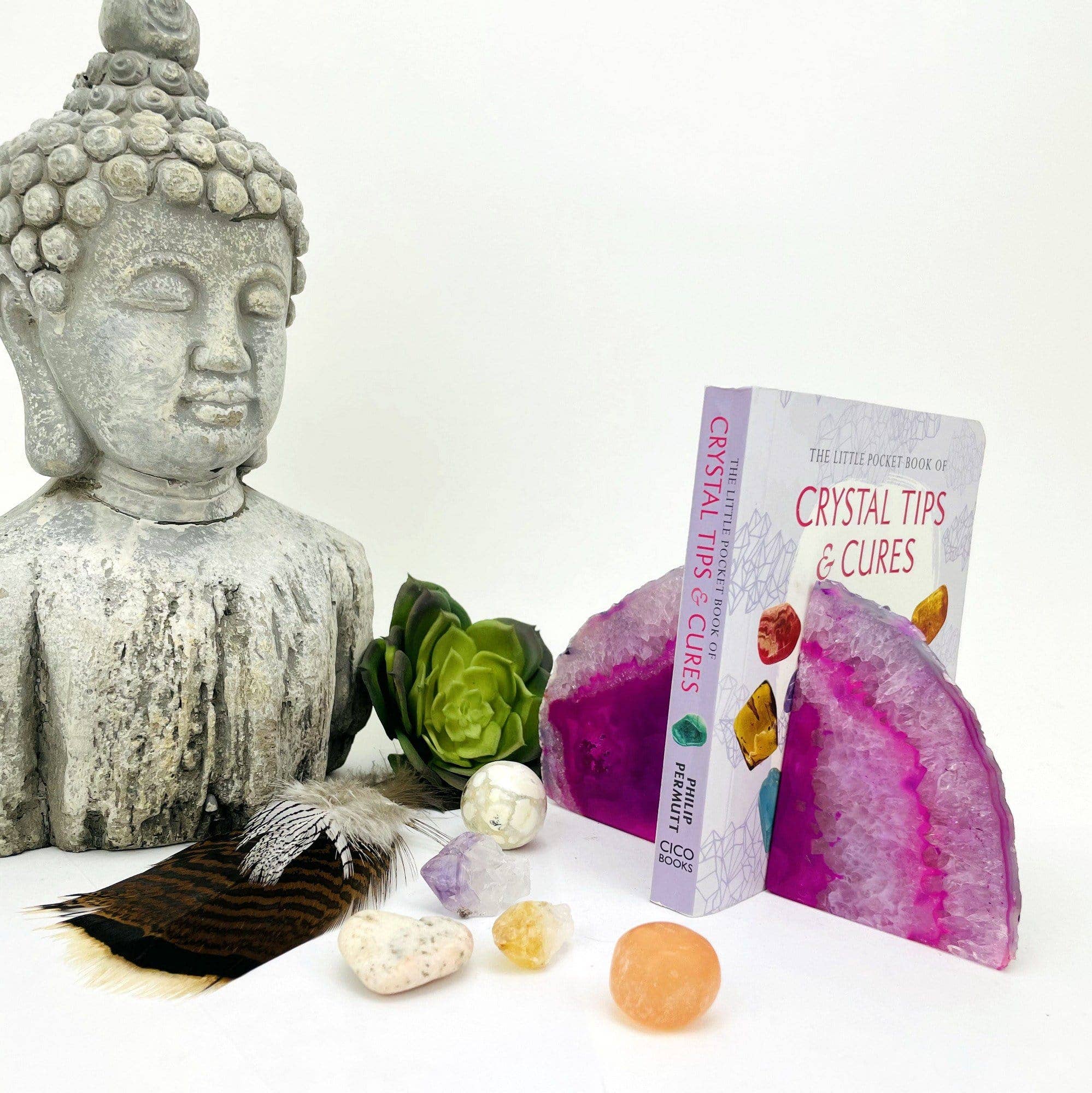 Rock Paradise - Vente Serre-livres - Paire de serre-livres en géode d’agate cristalline mini - cale-porte décoratif (RK1)7