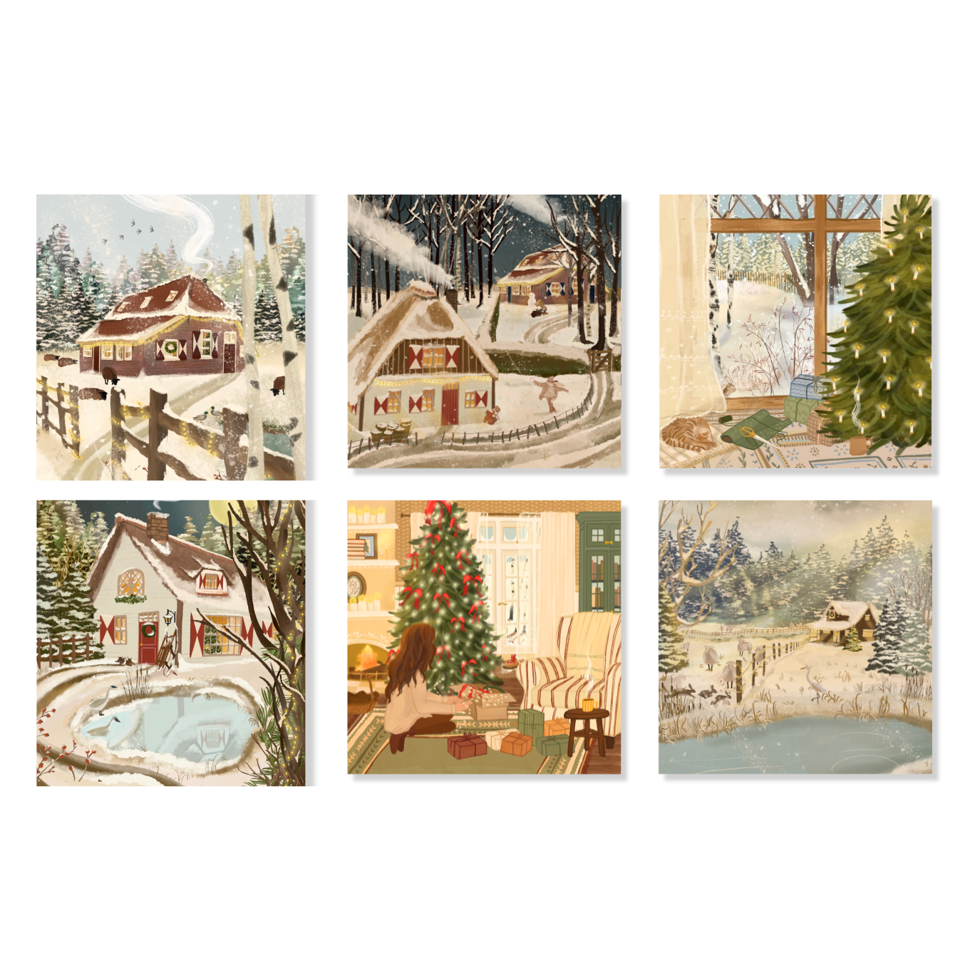 Nicolet Boon - Wholesale Christmas Card - 6 Folded Square Cards + Envelopes "Spread the Joy"1