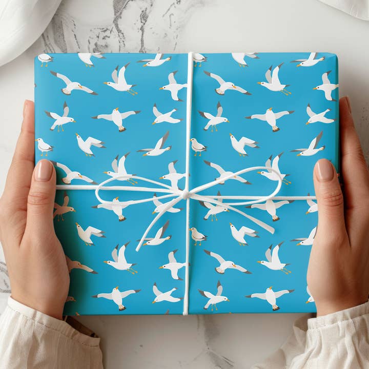 Papier Cadeau Motif Mouettes Imprimé sur Mesure Emballage Cadeau Humour pour la vente par House of Binky