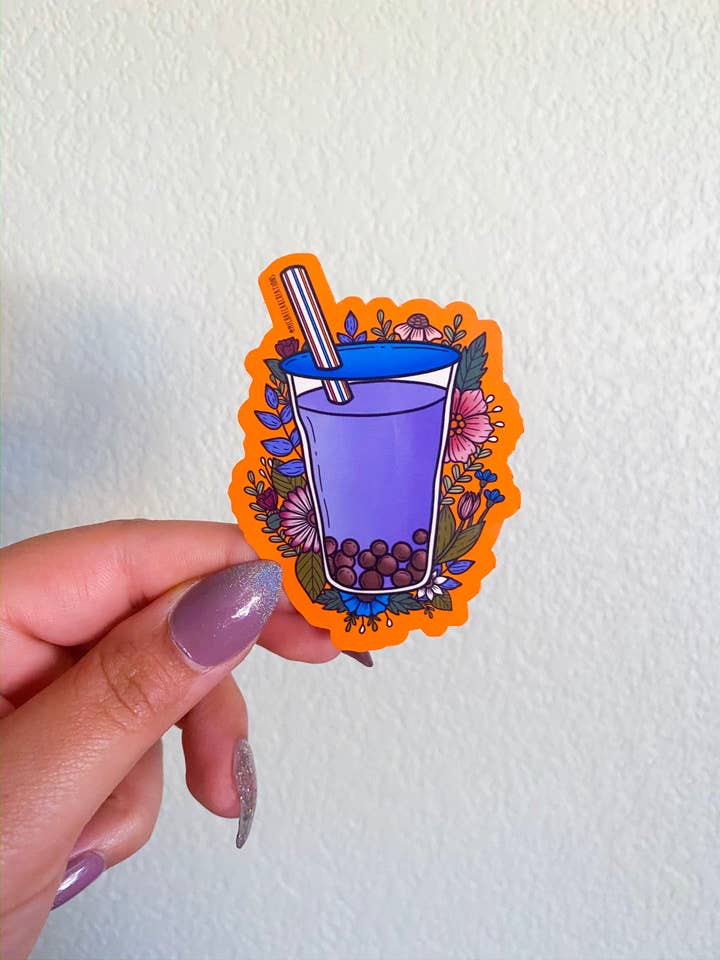 Taro Tea Sticker| Tea Sticker |Boba Sticker| Stickers for Hy for wholesale by Michaela K Creations