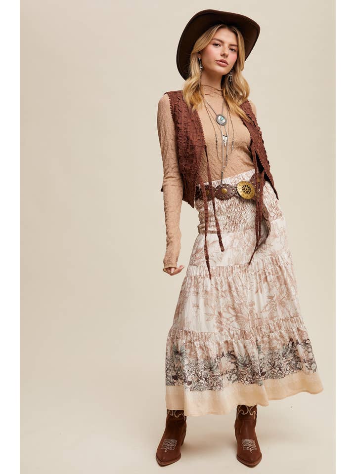 Listicle - Wholesale Outerwear Vest - Women’s - Embroidered Lace Tie-Front Vest LVT00946