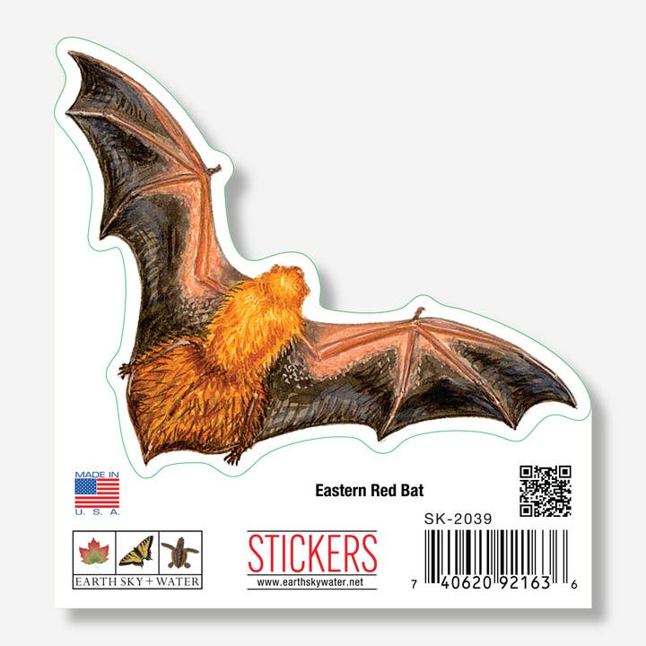 Earth Sky + Water - Vente Autocollant - Autocollant Eastern Red Bat Nature, 3,5 pouces de large