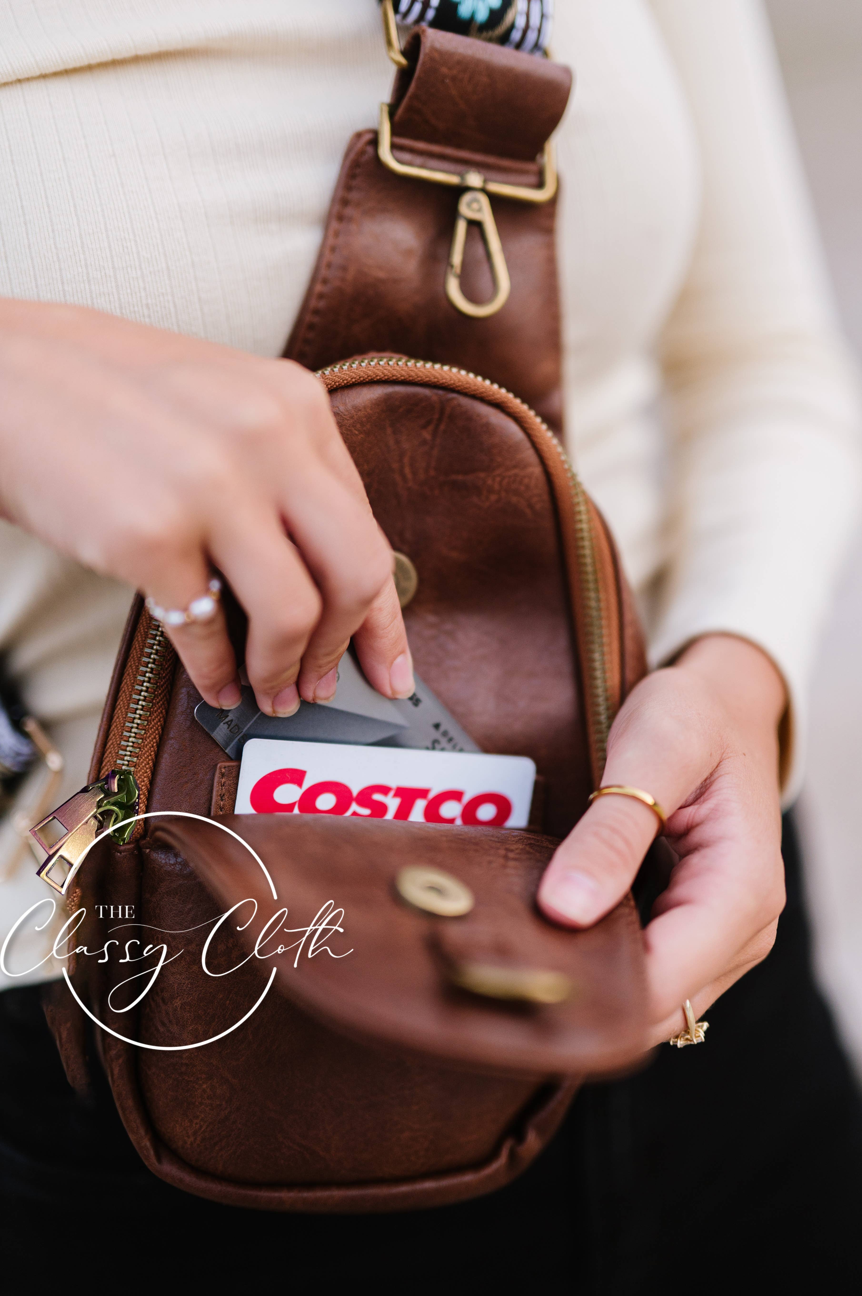 The Classy Cloth WS - Wholesale Crossbody Bag - Women's - Sarah Shoulder Sling Bag - Tan Zig Zag RTS2