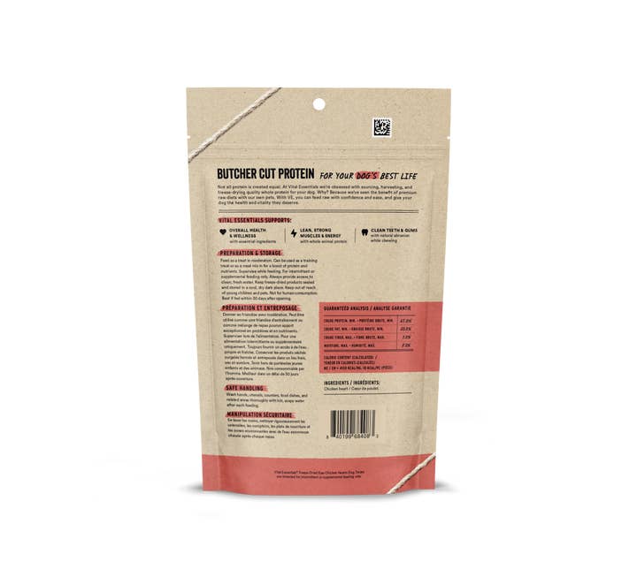 Pet Palette Distribution - Wholesale Pet Treats - Dog - Vital Essentials Chicken Hearts FD Dog Treats 3.75 oz